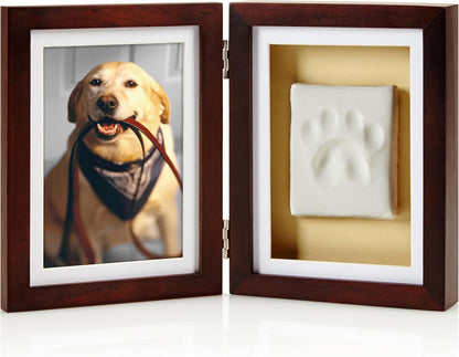 Pet Paw Print Memorial Frame with Clay Imprint Kit, Espresso Brown