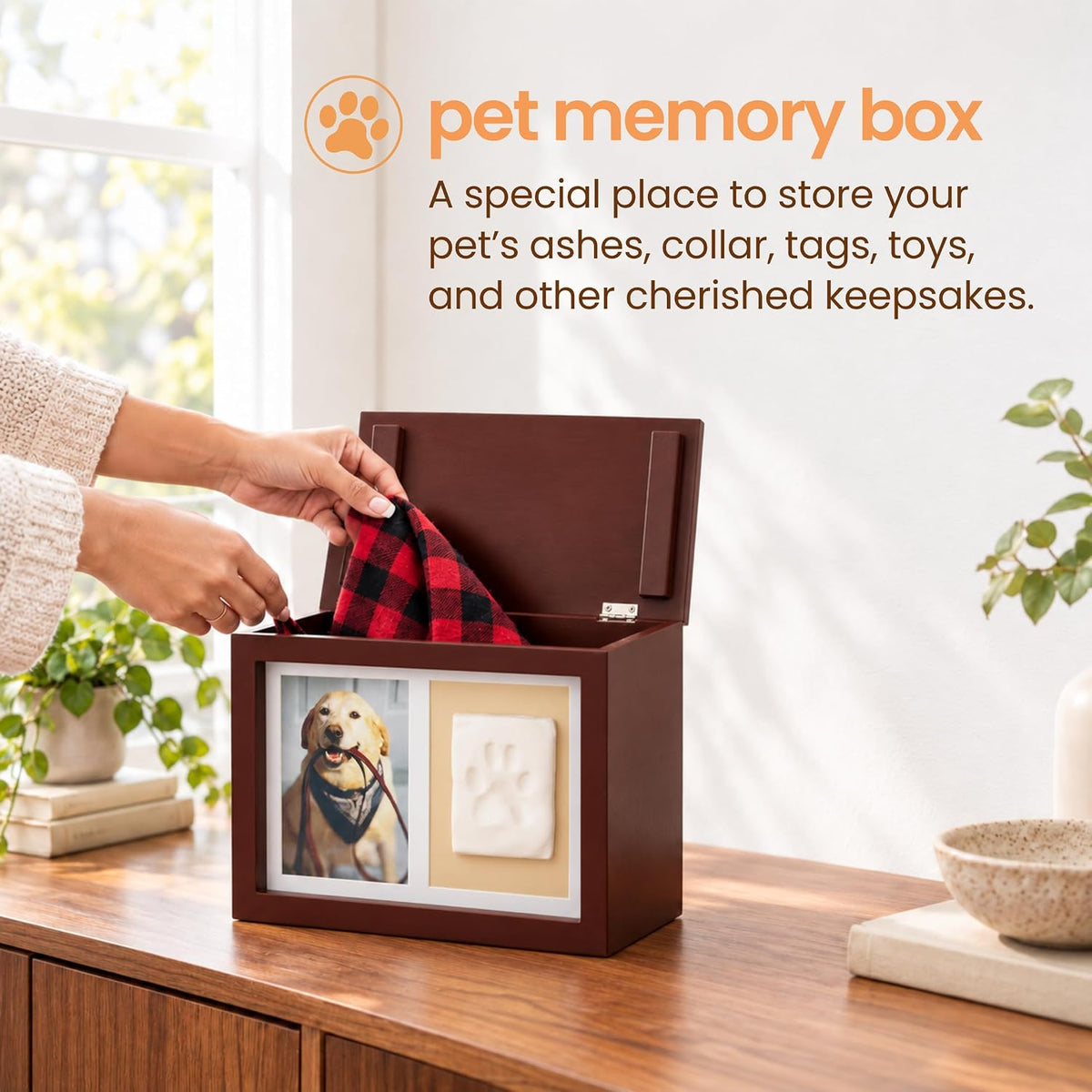 Pet Photo Memory Box and Impression Kit for Dog or Cat Paw Print