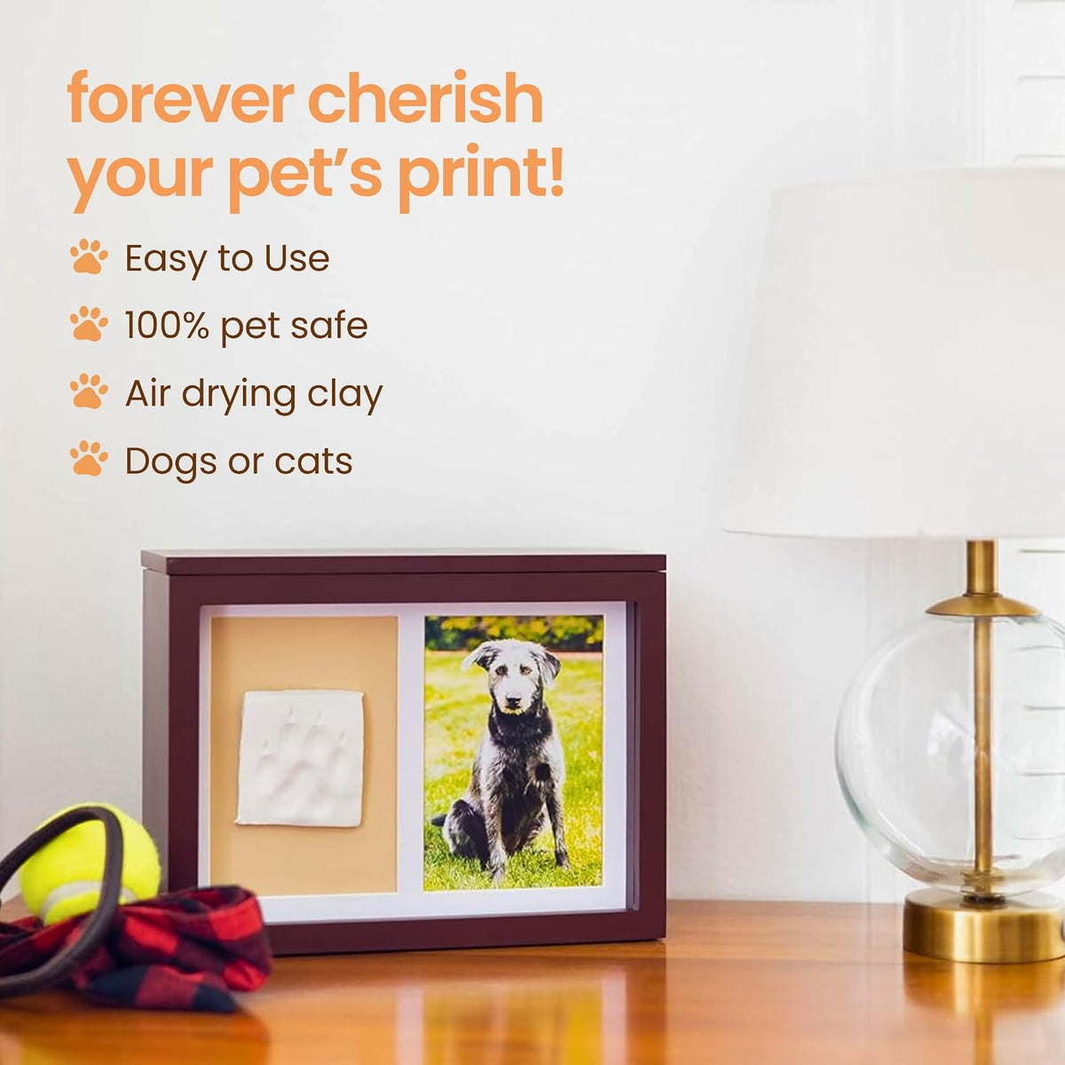 Pet Photo Memory Box and Impression Kit for Dog or Cat Paw Print