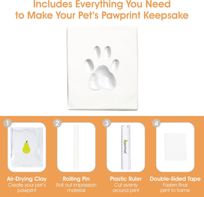 Pet Paw Print Memorial Frame with Clay Imprint Kit, Espresso Brown